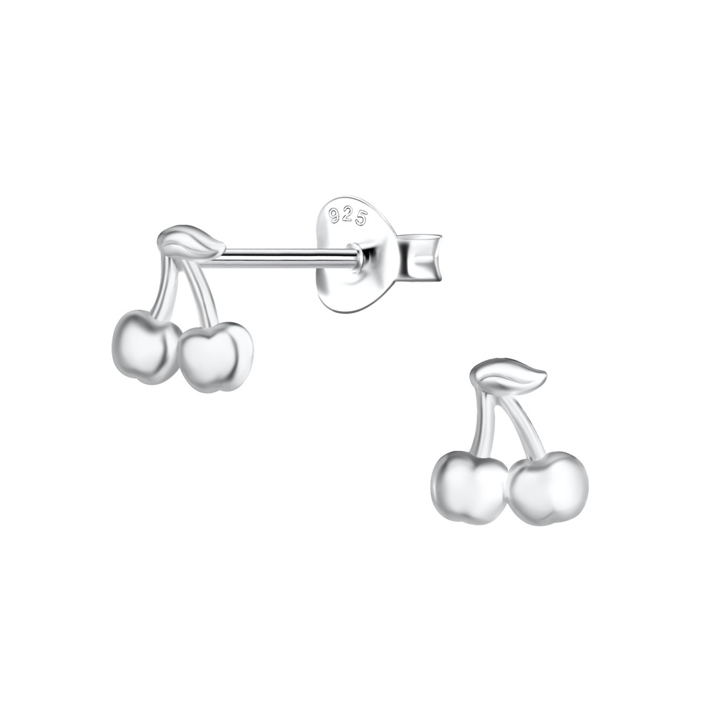 Silver Cherry Stud Earrings
