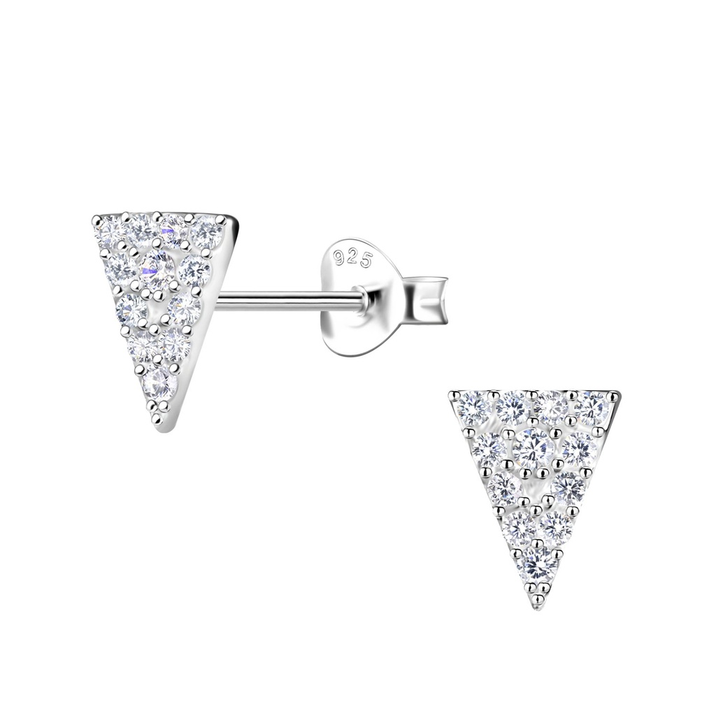 [10032167] Silver Triangle Stud Earrings