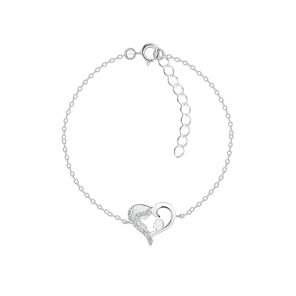 Bracelet mère et bébé cœur en argent