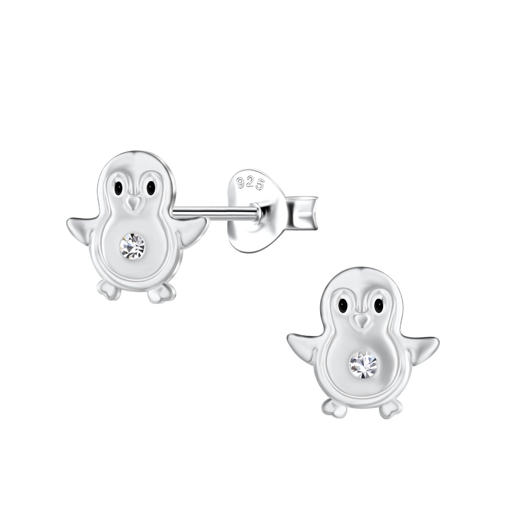 Puces d'oreilles pingouin en argent