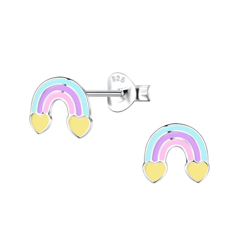 Silver Rainbow Stud Earrings