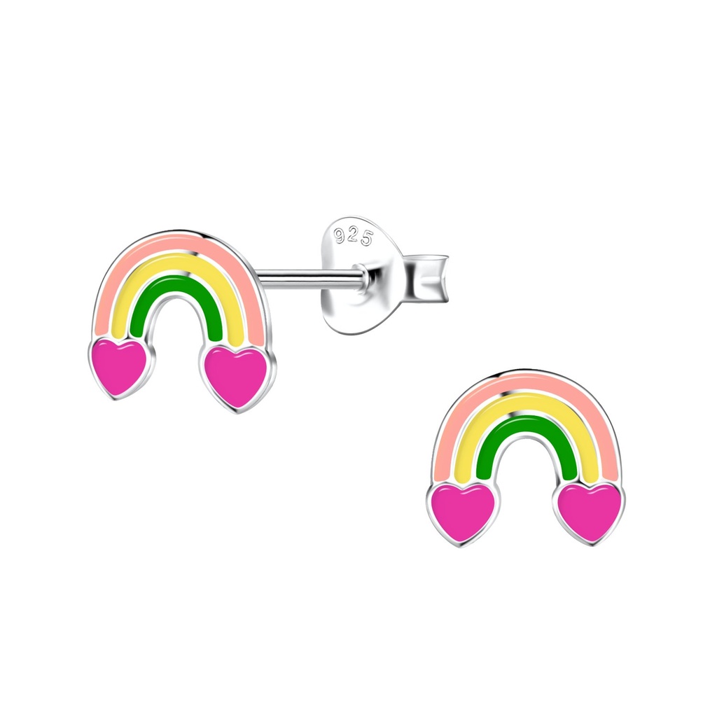Puces d'oreilles arc-en-ciel en argent