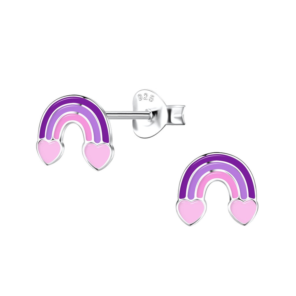 Silver Rainbow Stud Earrings