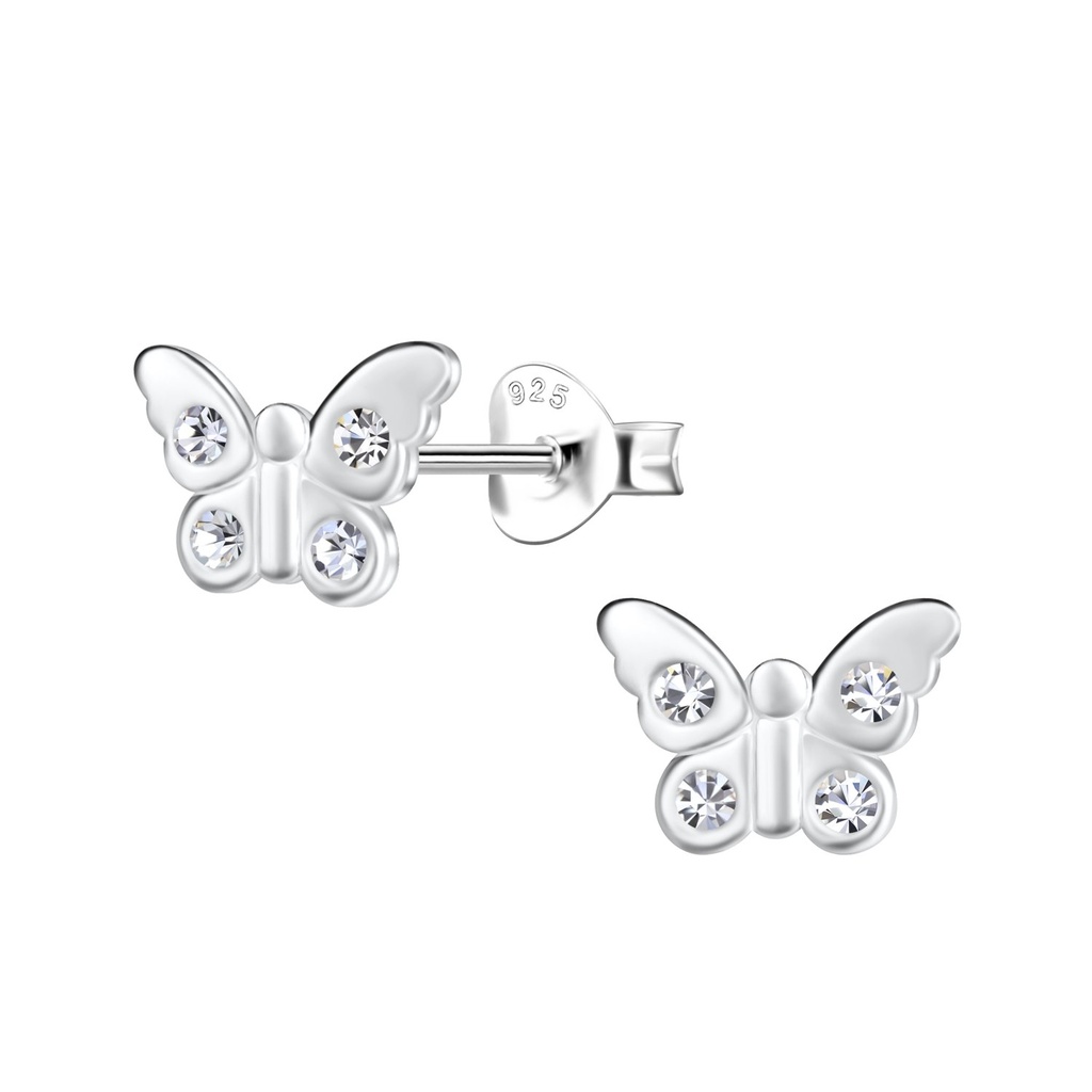 Puces d'oreilles papillon en argent