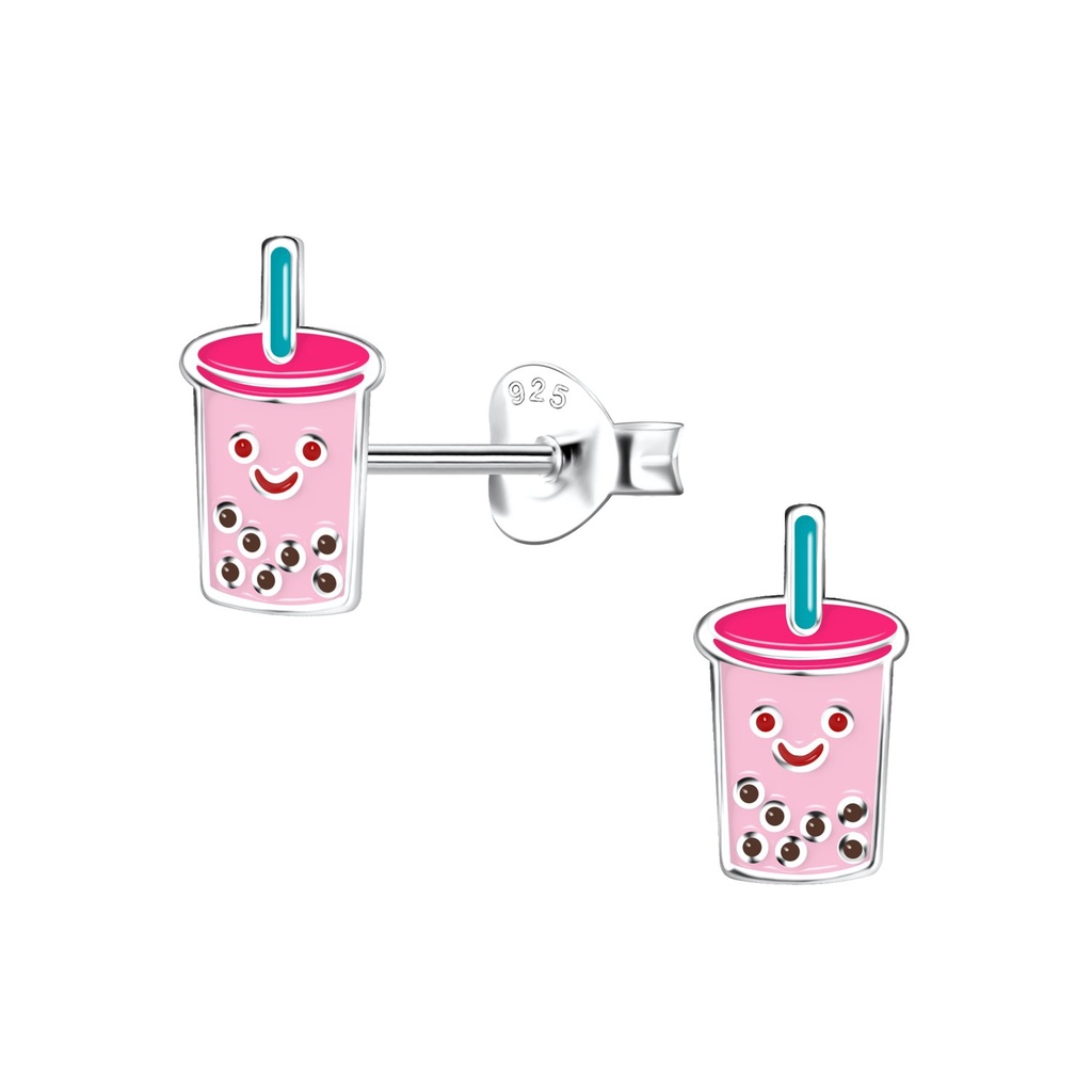 Puces d'oreilles bubble tea en argent