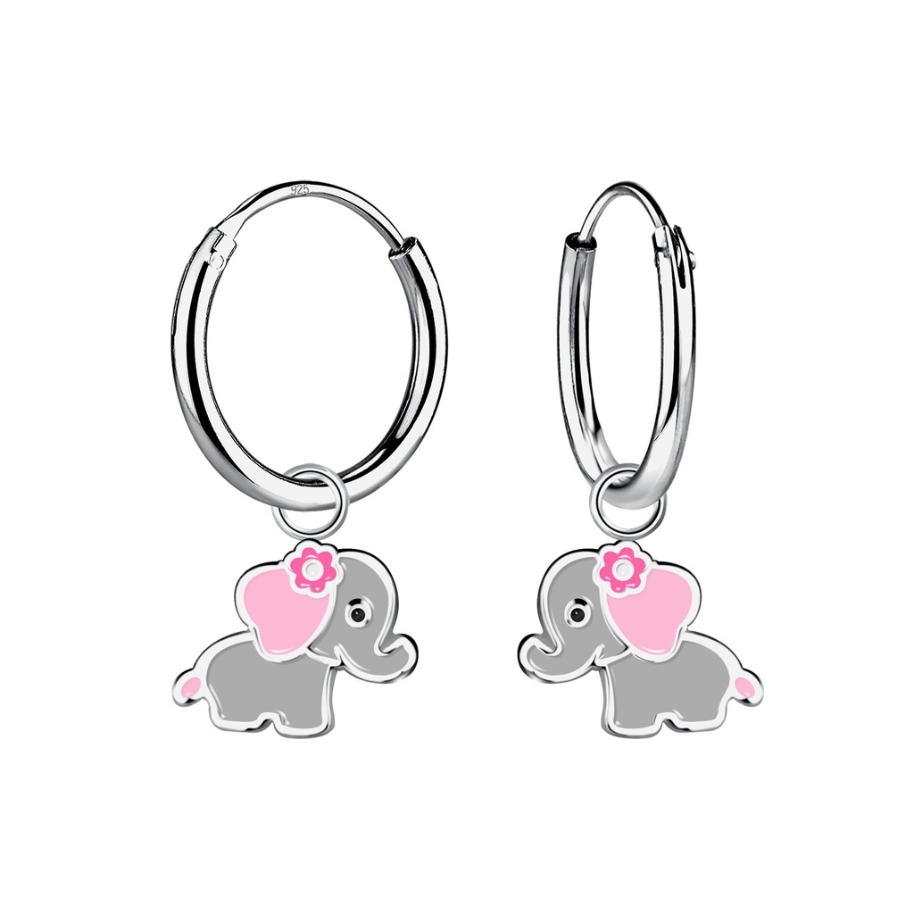 Créoles breloque éléphant en argent