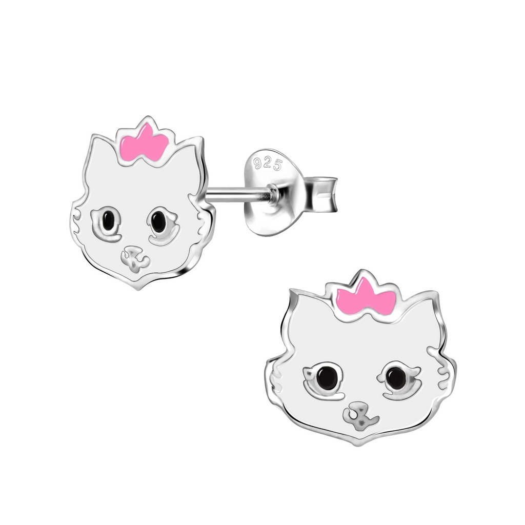 Puces d'oreilles chat en argent