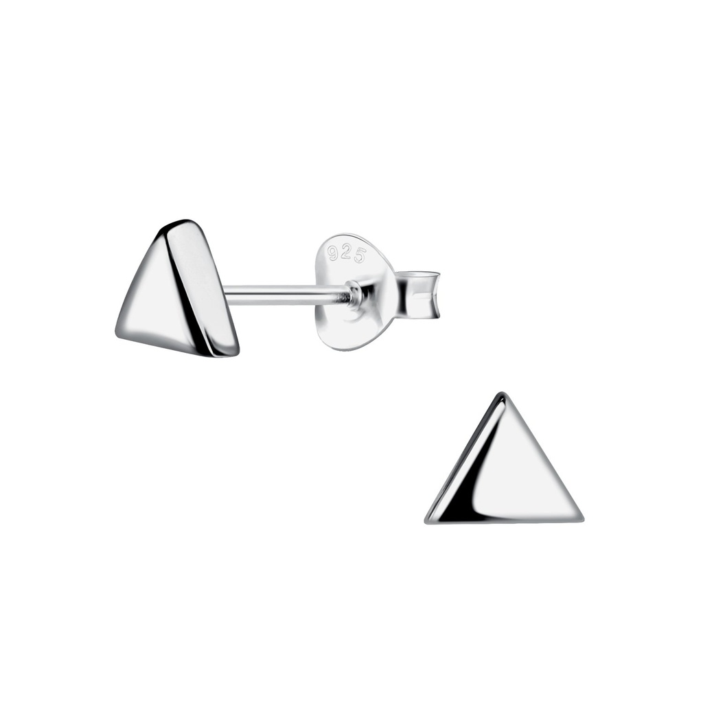 Silver Triangle Stud Earrings