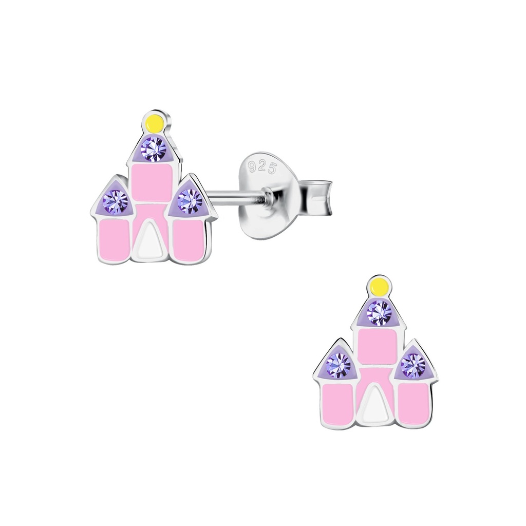 Silver Castle Stud Earrings