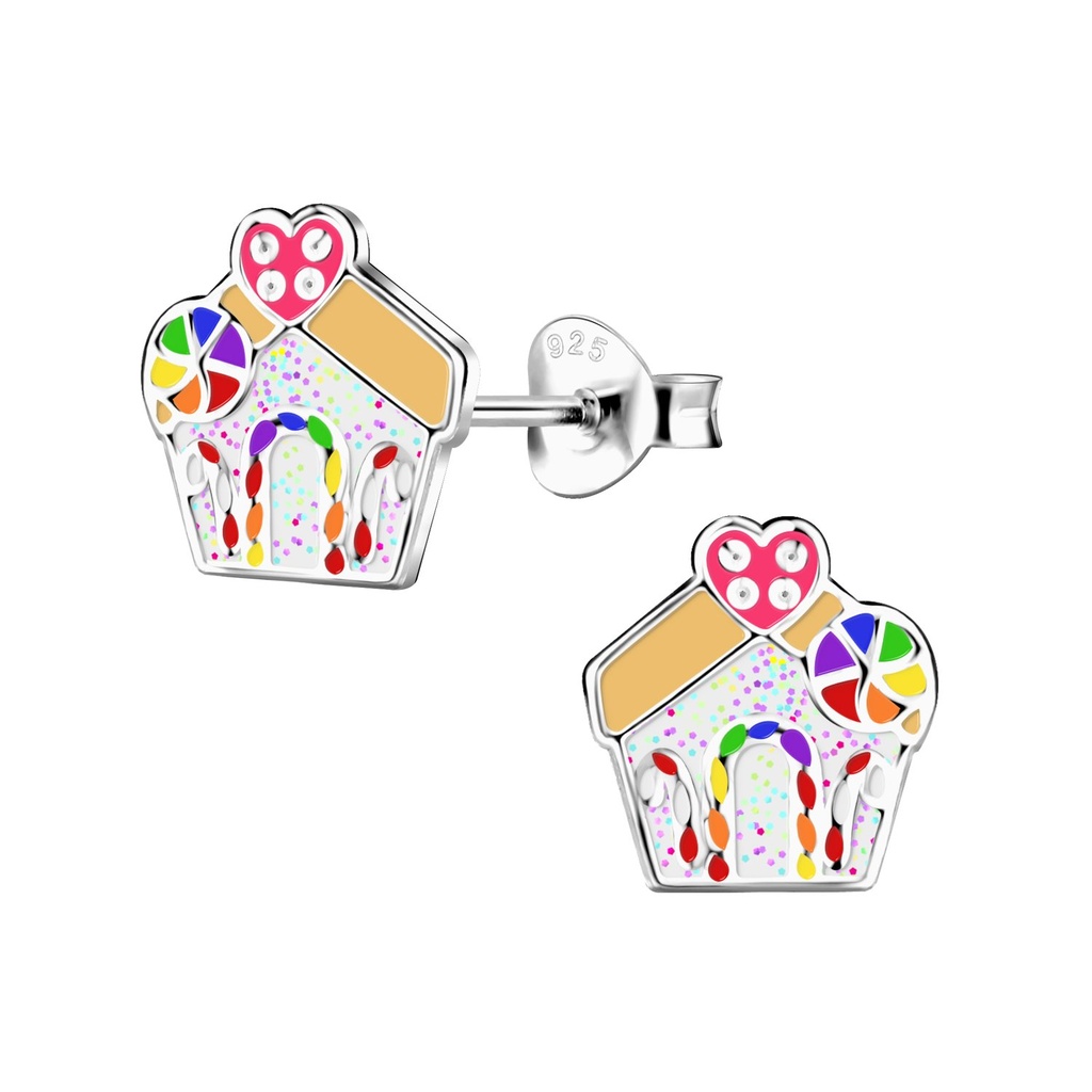 Puces d'oreilles maison pain d'épice en argent