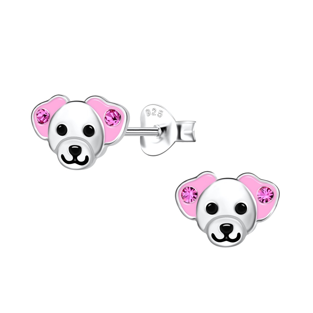 Puces d'oreilles chien en argent