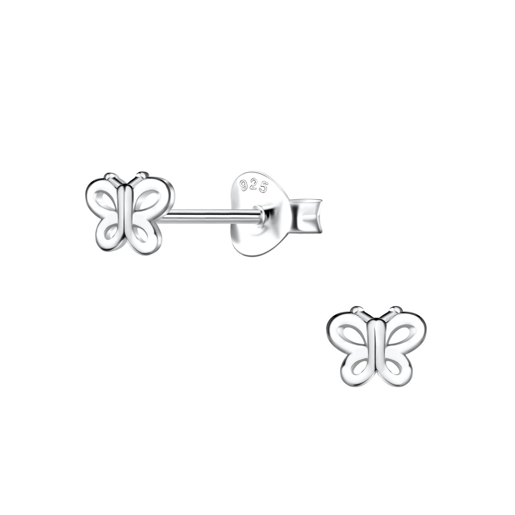 Puces d'oreilles papillon en argent