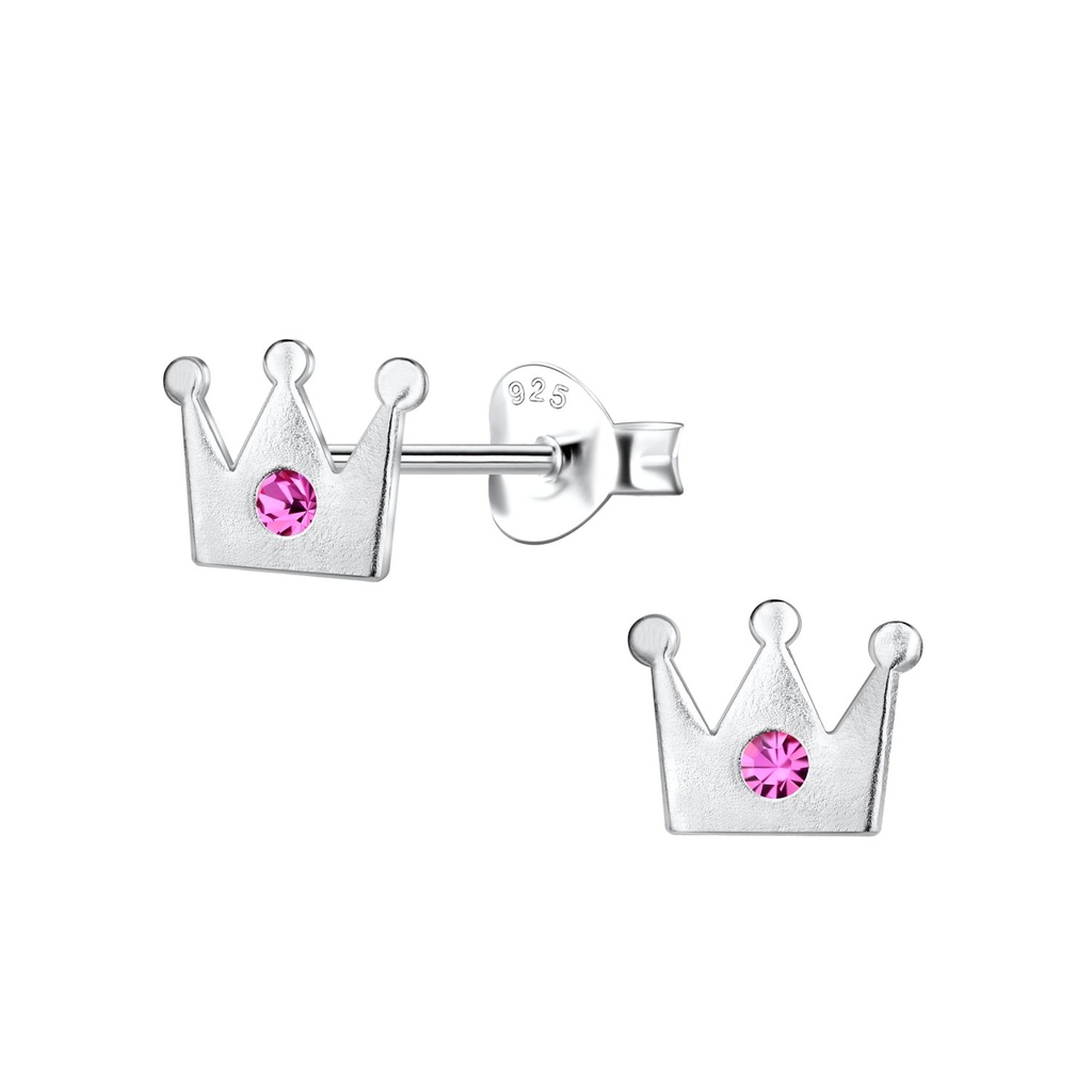 Silver Crown Stud Earrings