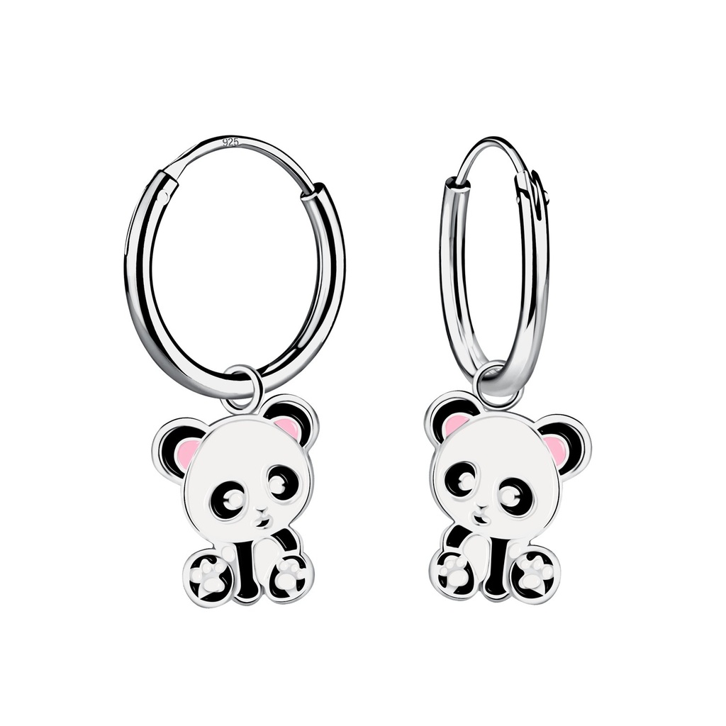 Créoles breloque panda en argent