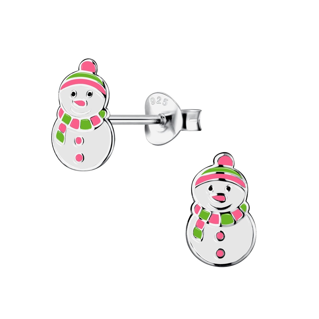 Silver Snowman Stud Earrings