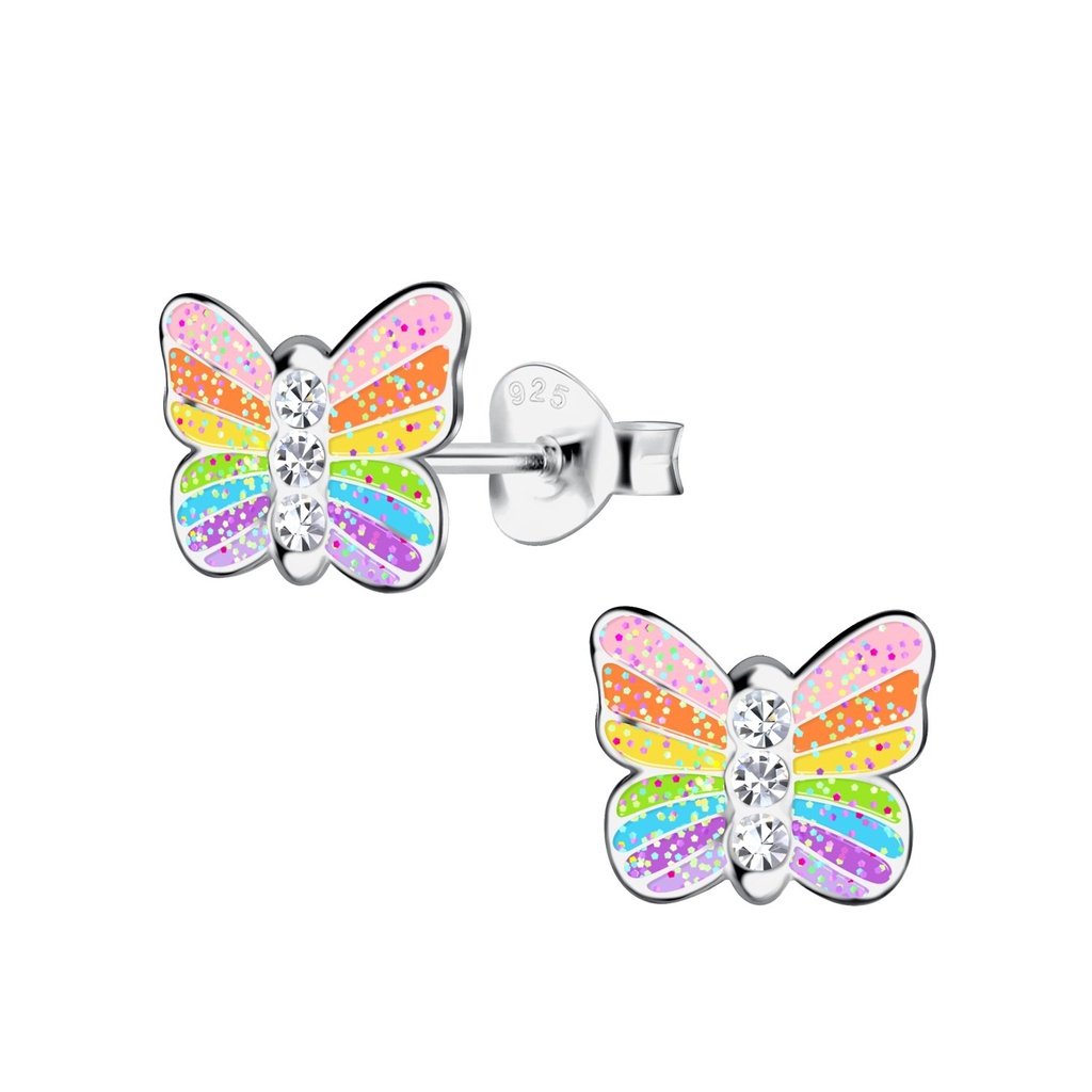 Puces d'oreilles papillon en argent