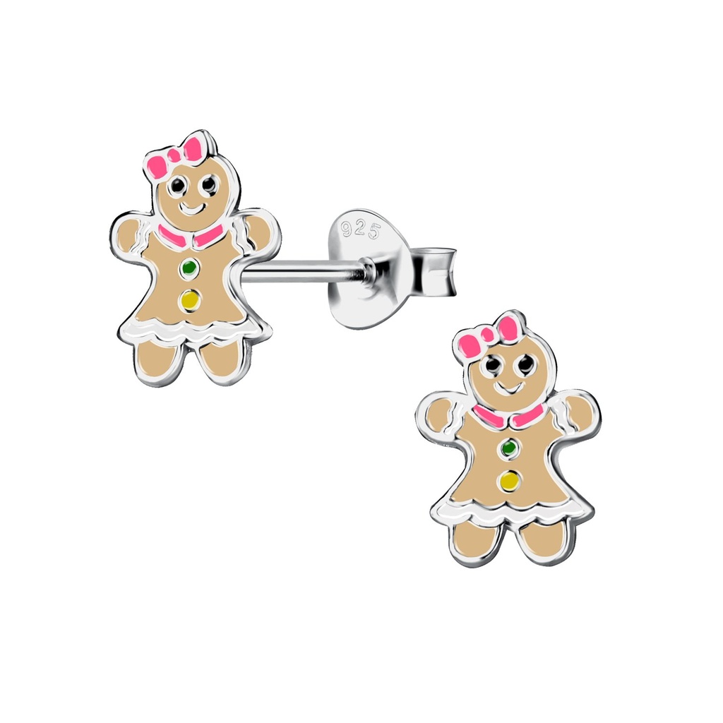 Puces d'oreilles pain d'épice en argent