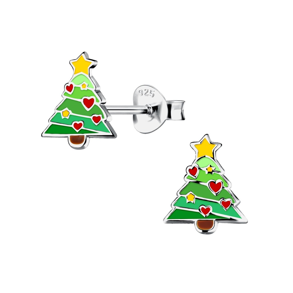 [10031872] Silver Christmas Tree Stud Earrings