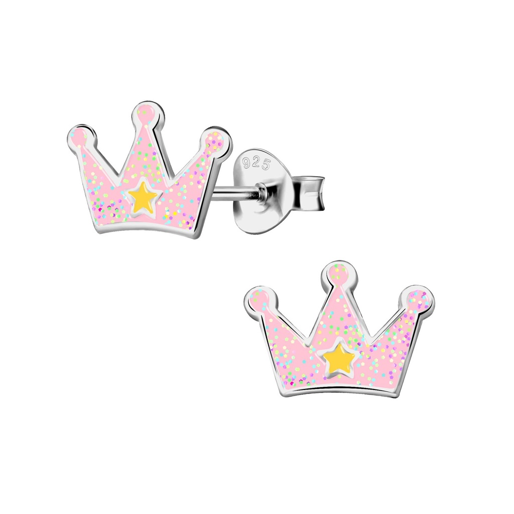 Silver Crown Stud Earrings