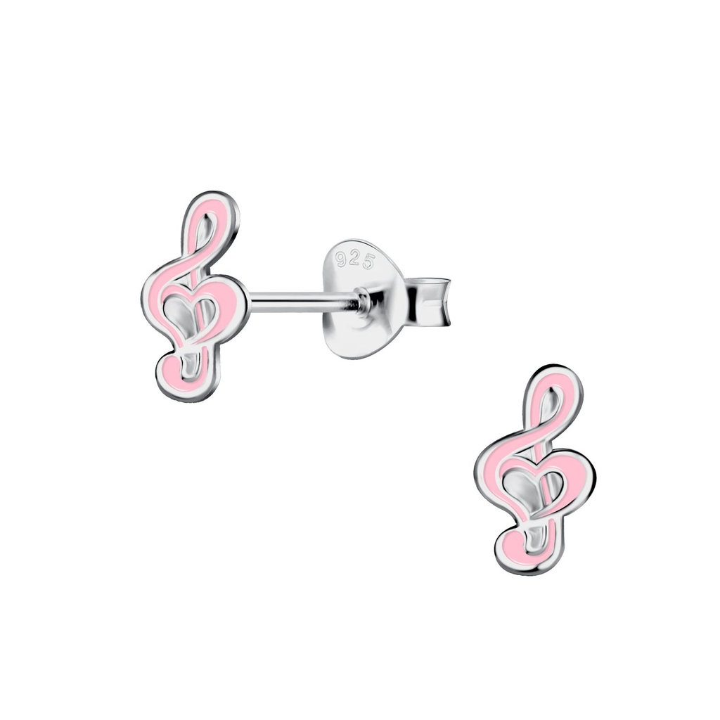 Silver Musical Note Stud Earrings