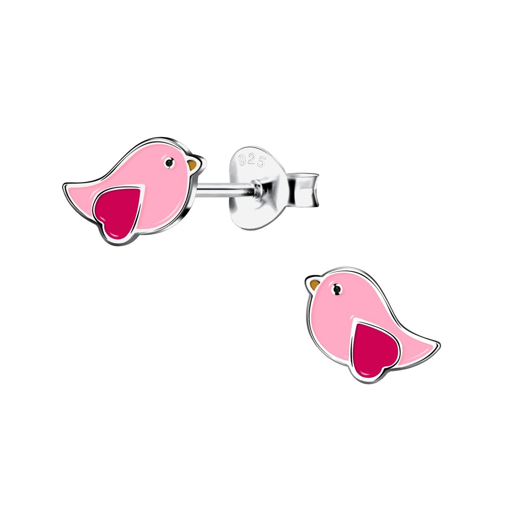 Puces d'oreilles oiseau en argent