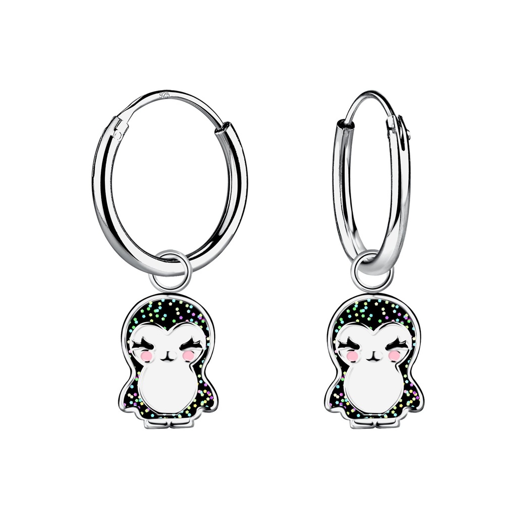 Créoles breloque pingouin en argent