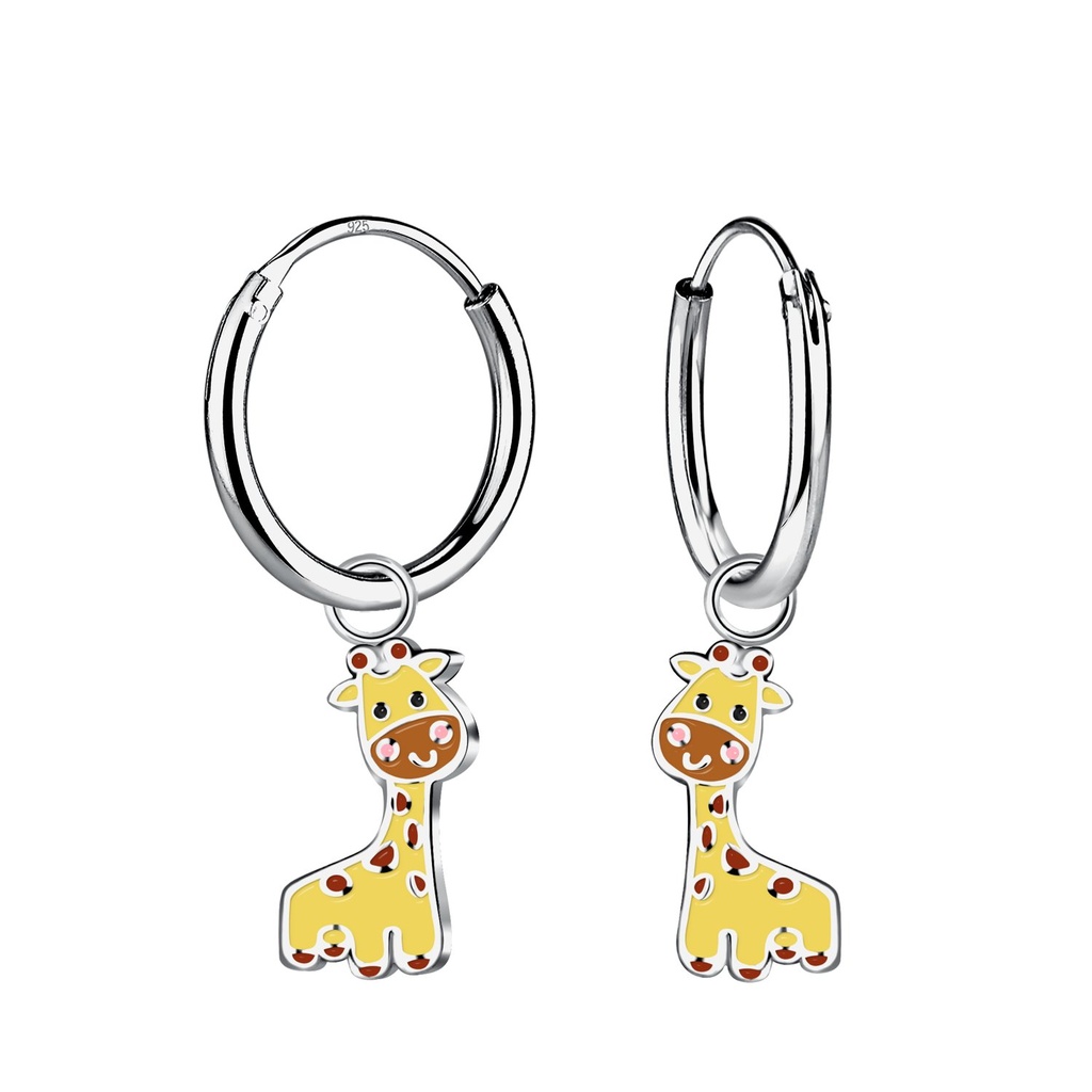 Créoles breloque girafe en argent