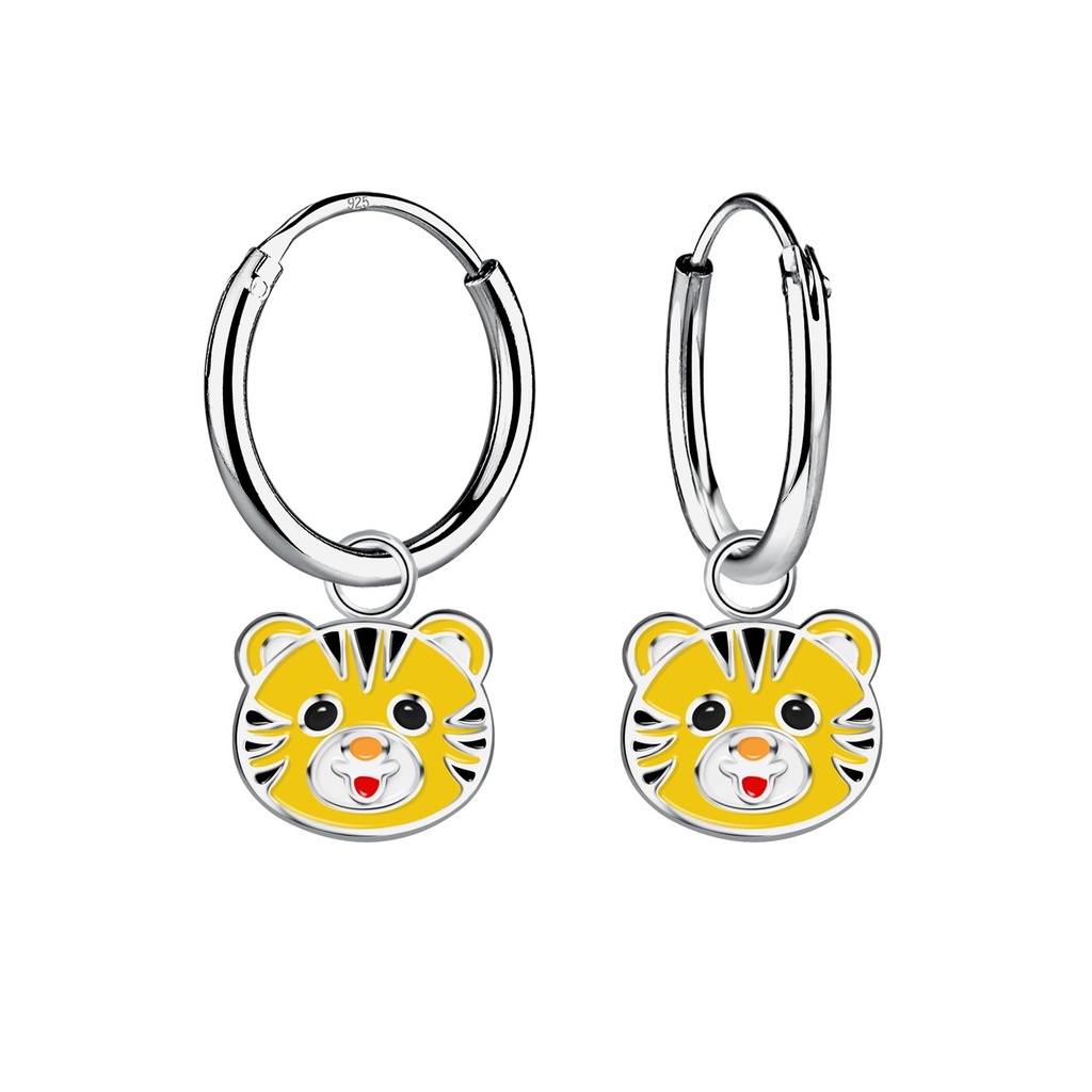 Créoles breloque tigre en argent