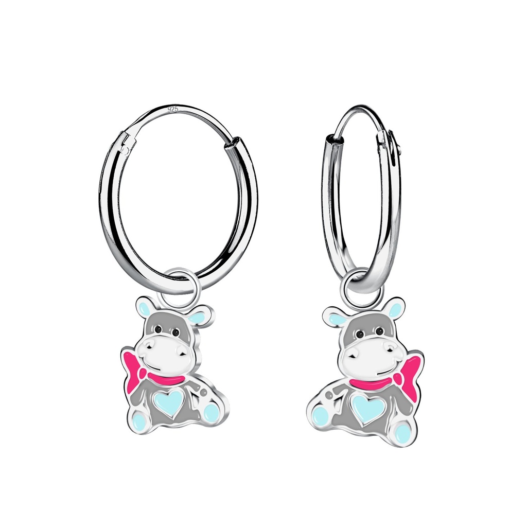 Créoles breloque hippopotame en argent