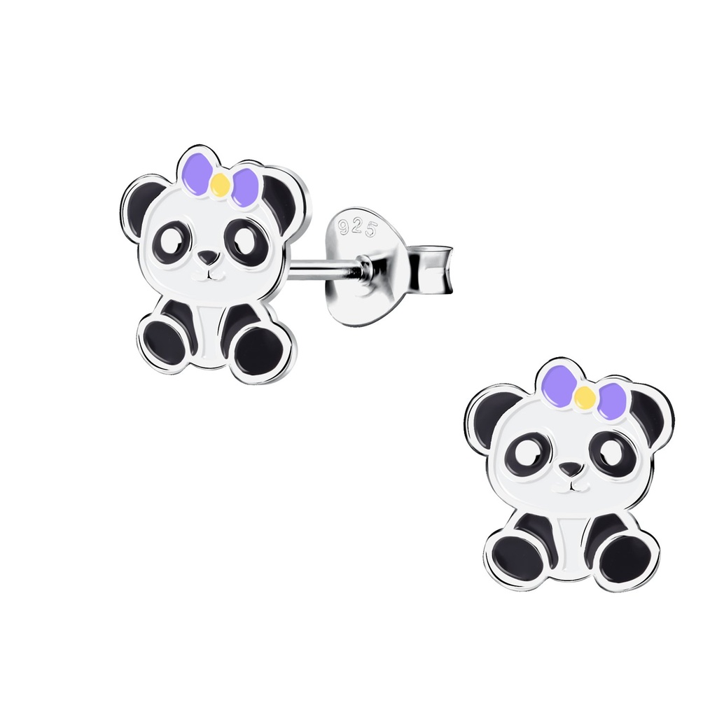 Silver Panda Stud Earrings