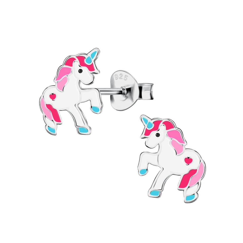 Silver Unicorn Stud Earrings