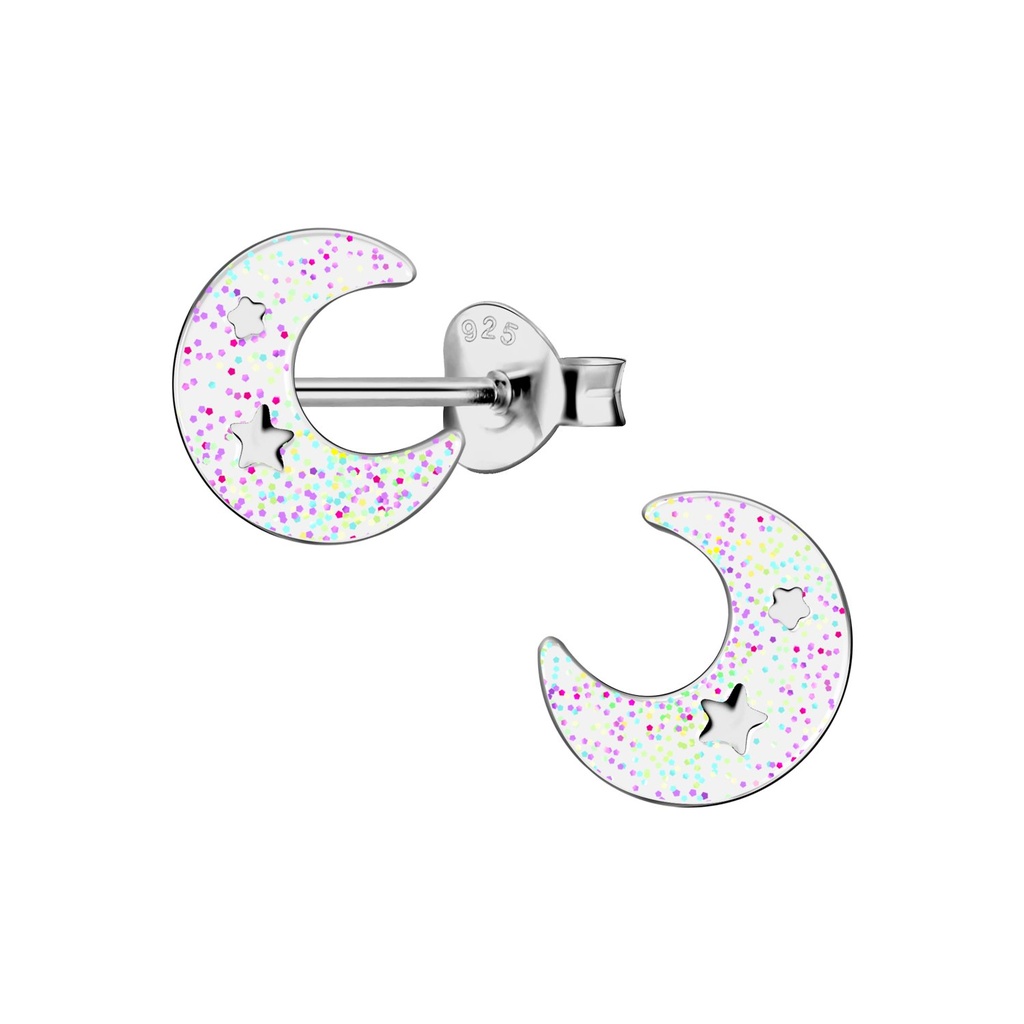 Puces d'oreilles lune en argent