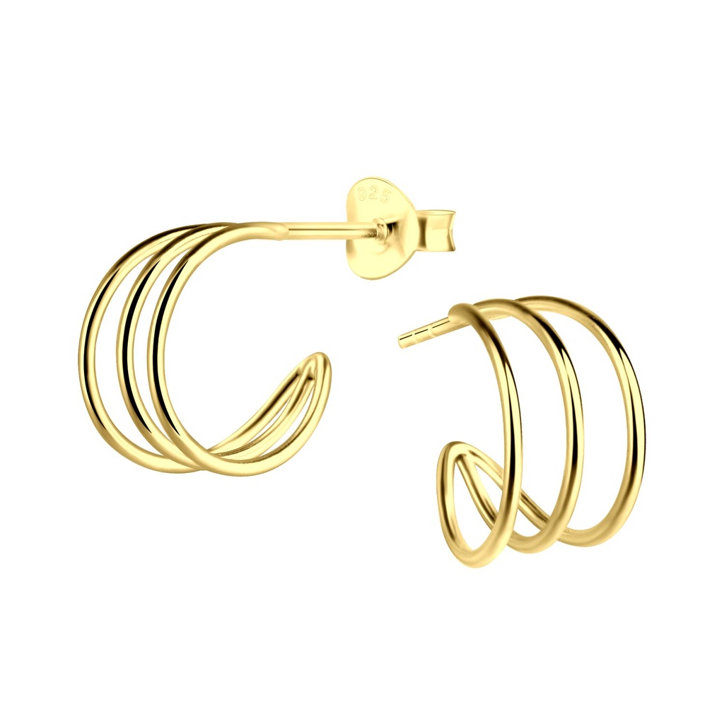 Silver Half Hoop Stud Earrings