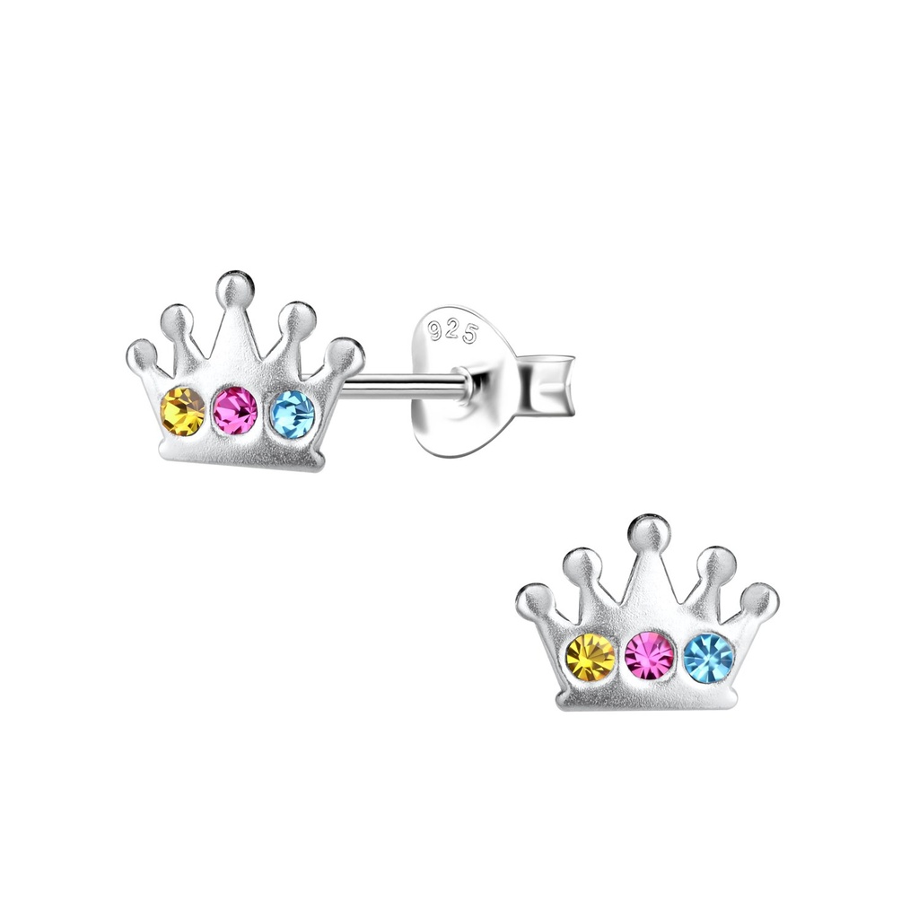 Silver Crown Stud Earrings