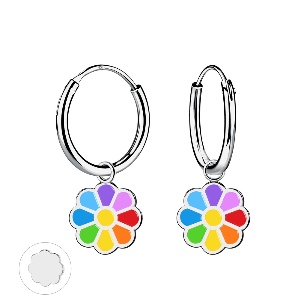 Créoles breloque fleur en argent