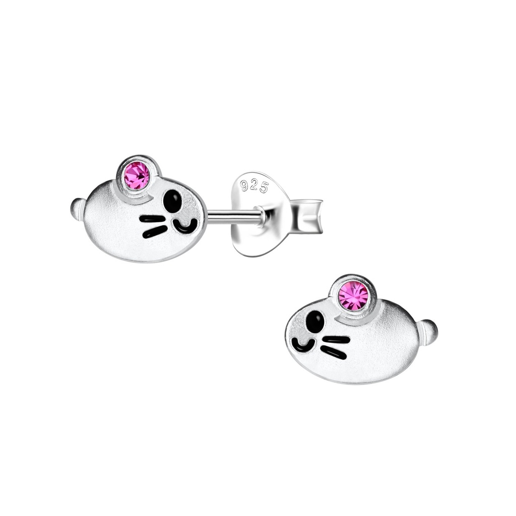 Puces d'oreilles souris en argent