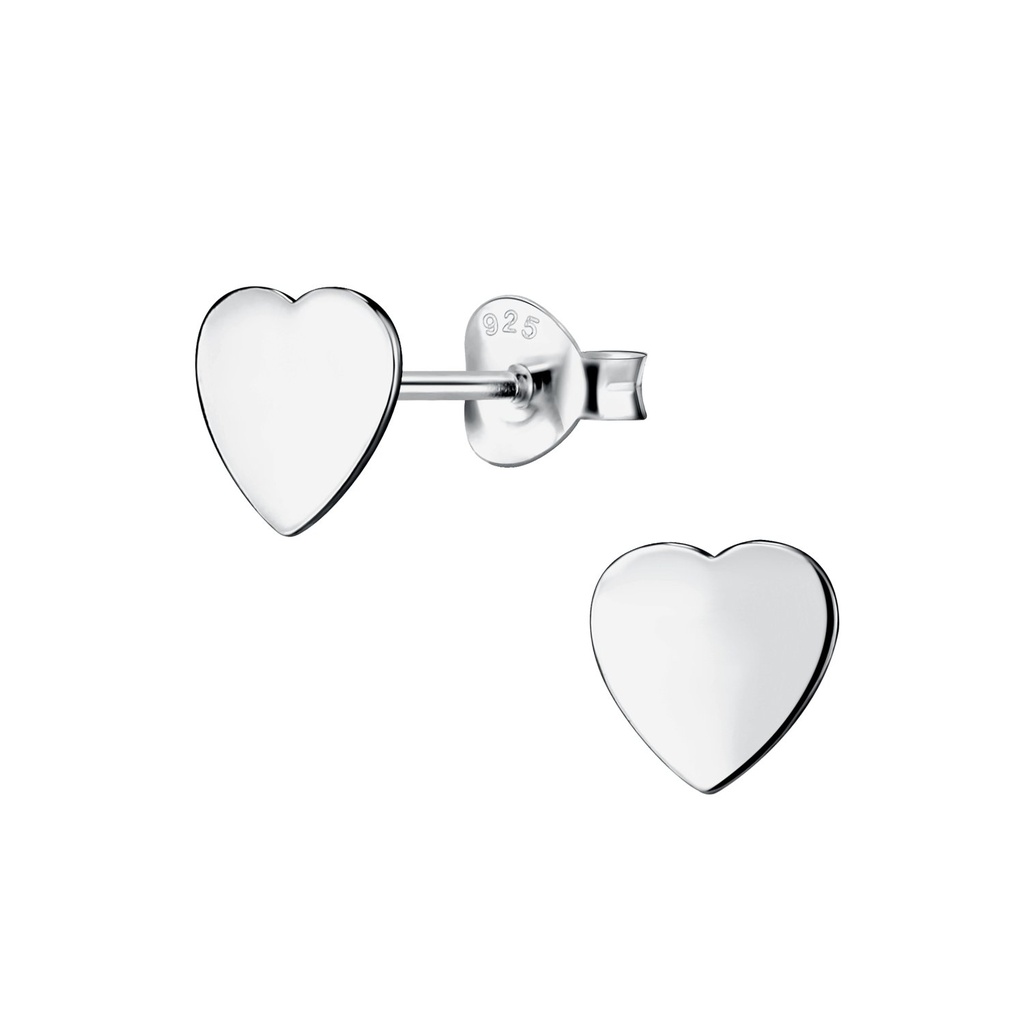 Silver Heart Stud Earrings