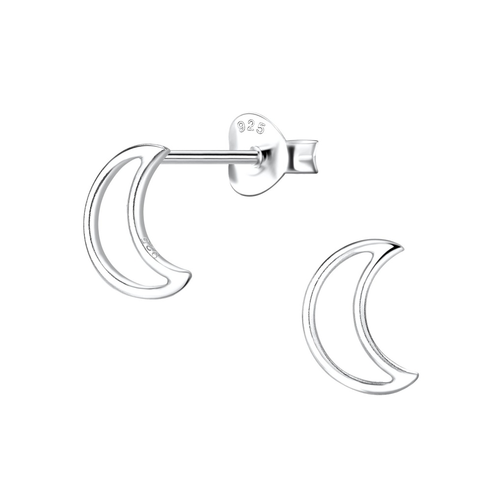 Silver Moon Stud Earrings