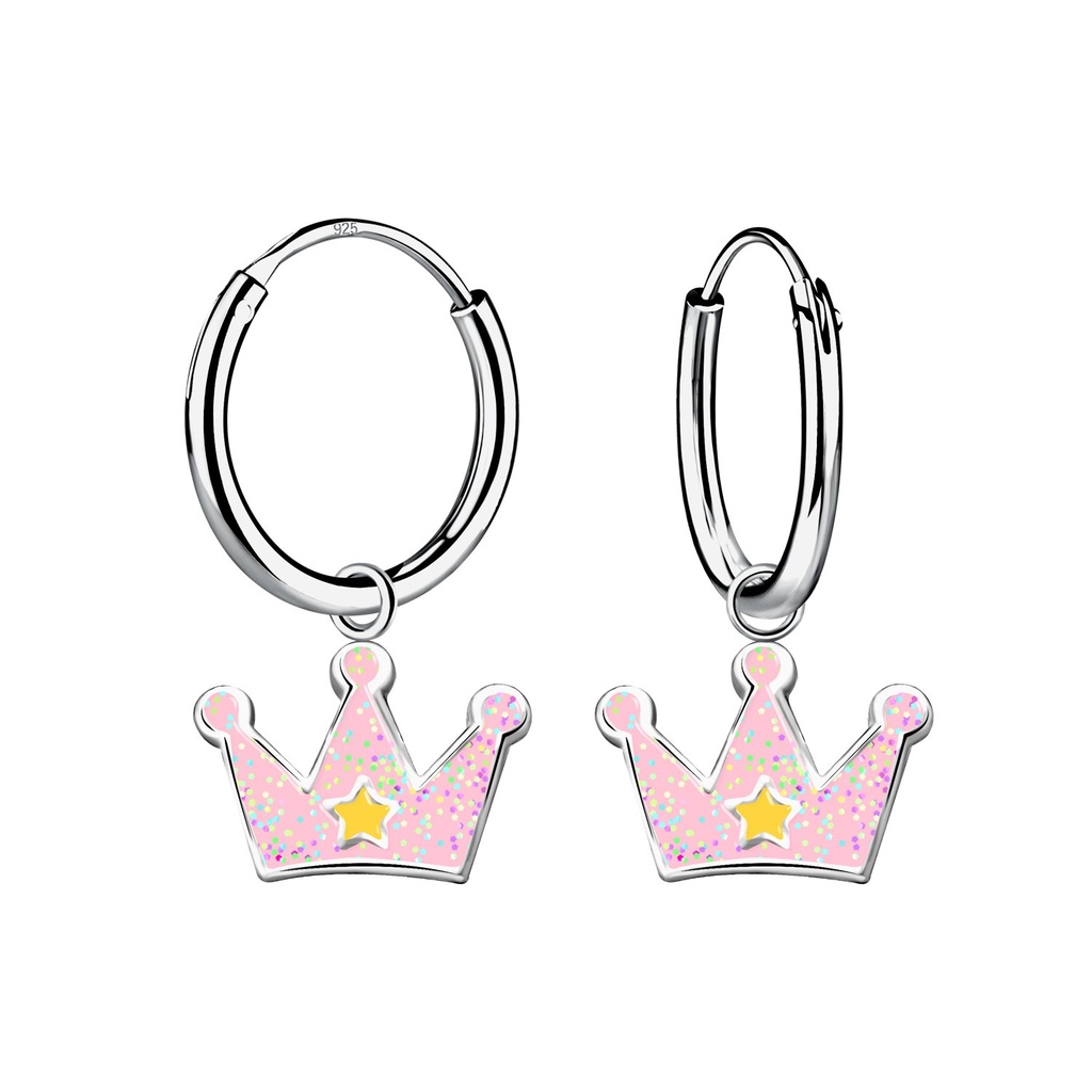 Créoles breloque couronne en argent
