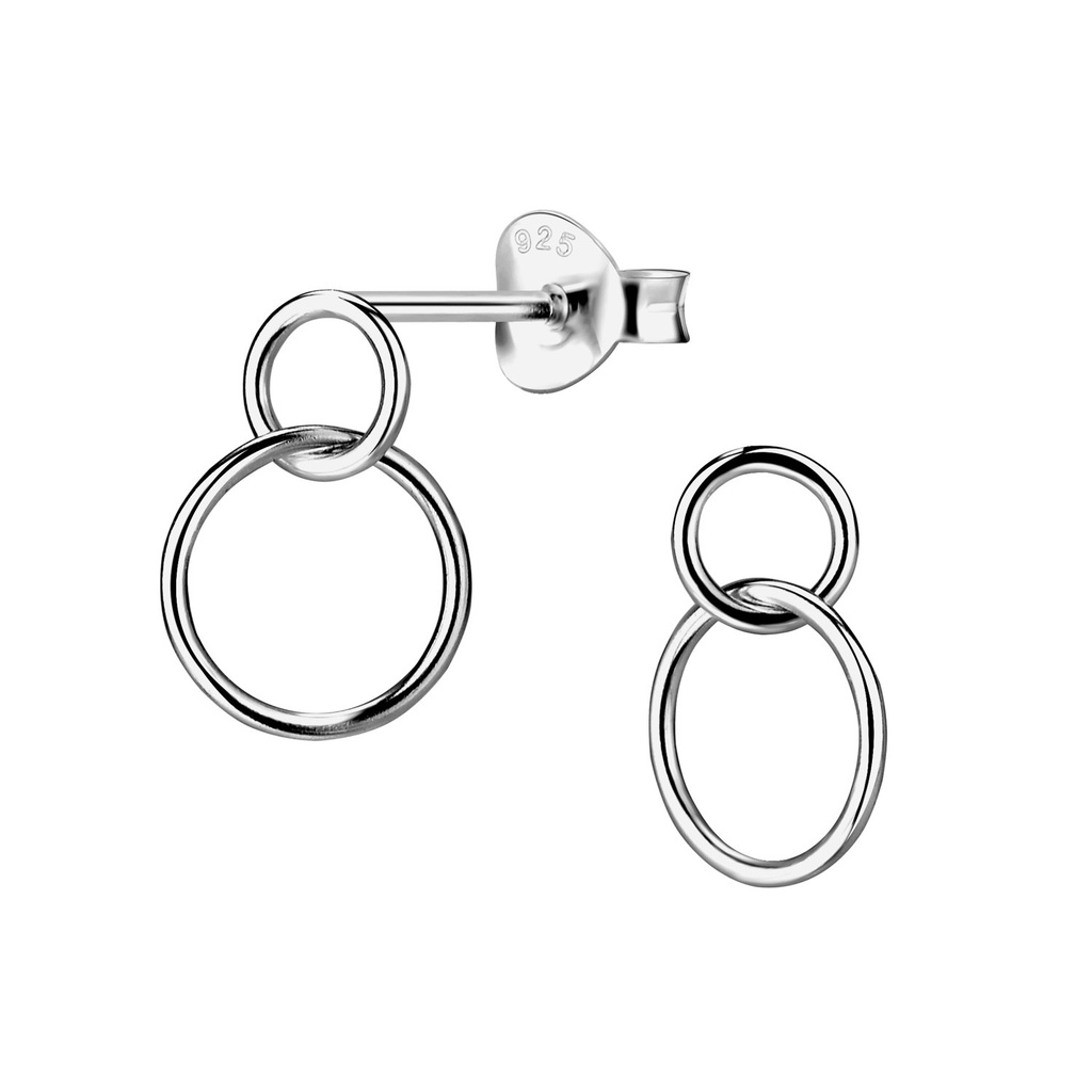 Silver Twisted Circle Stud Earring