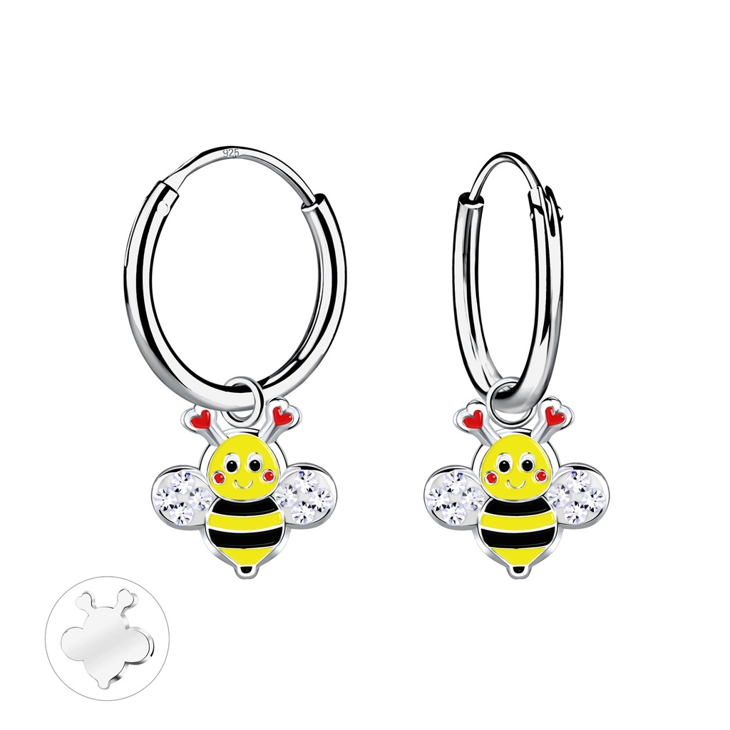 [10031481] Créoles breloque abeille en argent