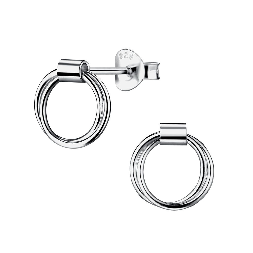 Puces d'oreilles cercle torsadées en argent