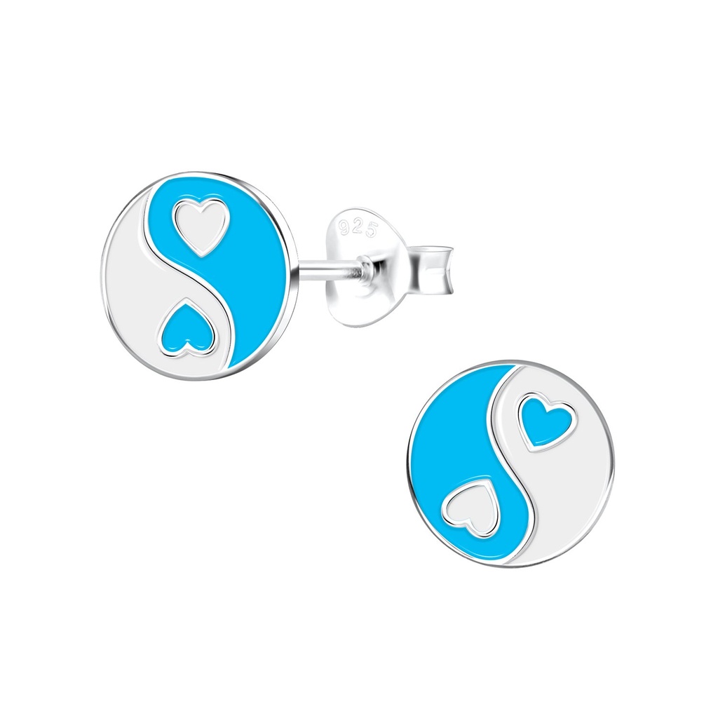 Puces d'oreilles yin yang en argent