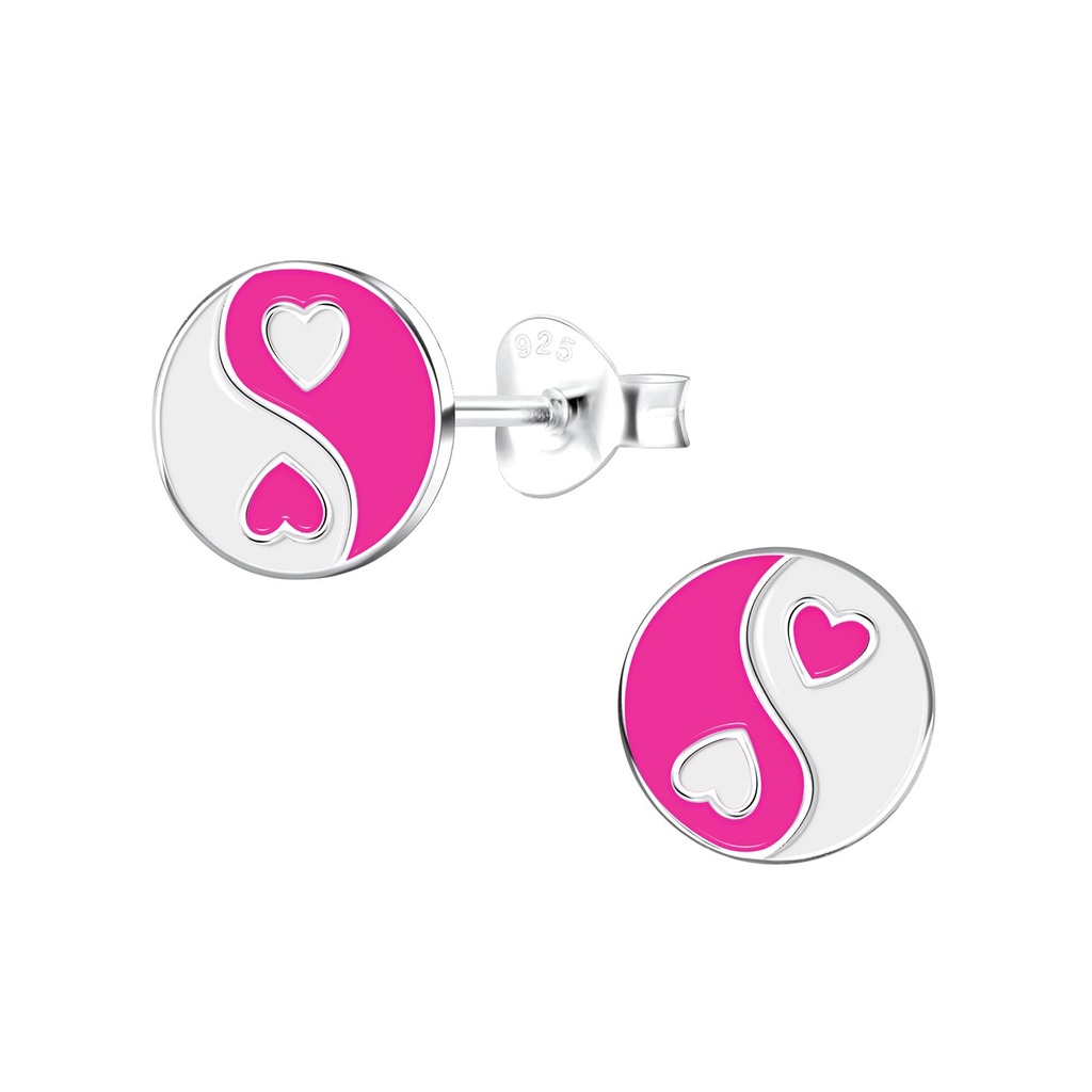 Puces d'oreilles yin yang en argent
