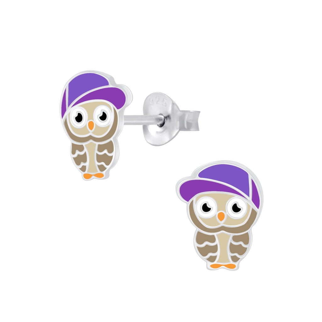 Silver Owl Stud Earrings