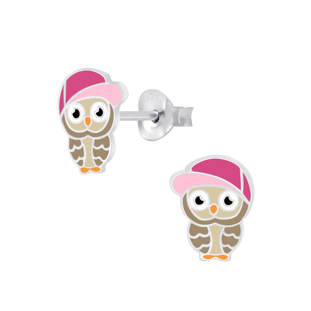 Puces d'oreilles hibou en argent