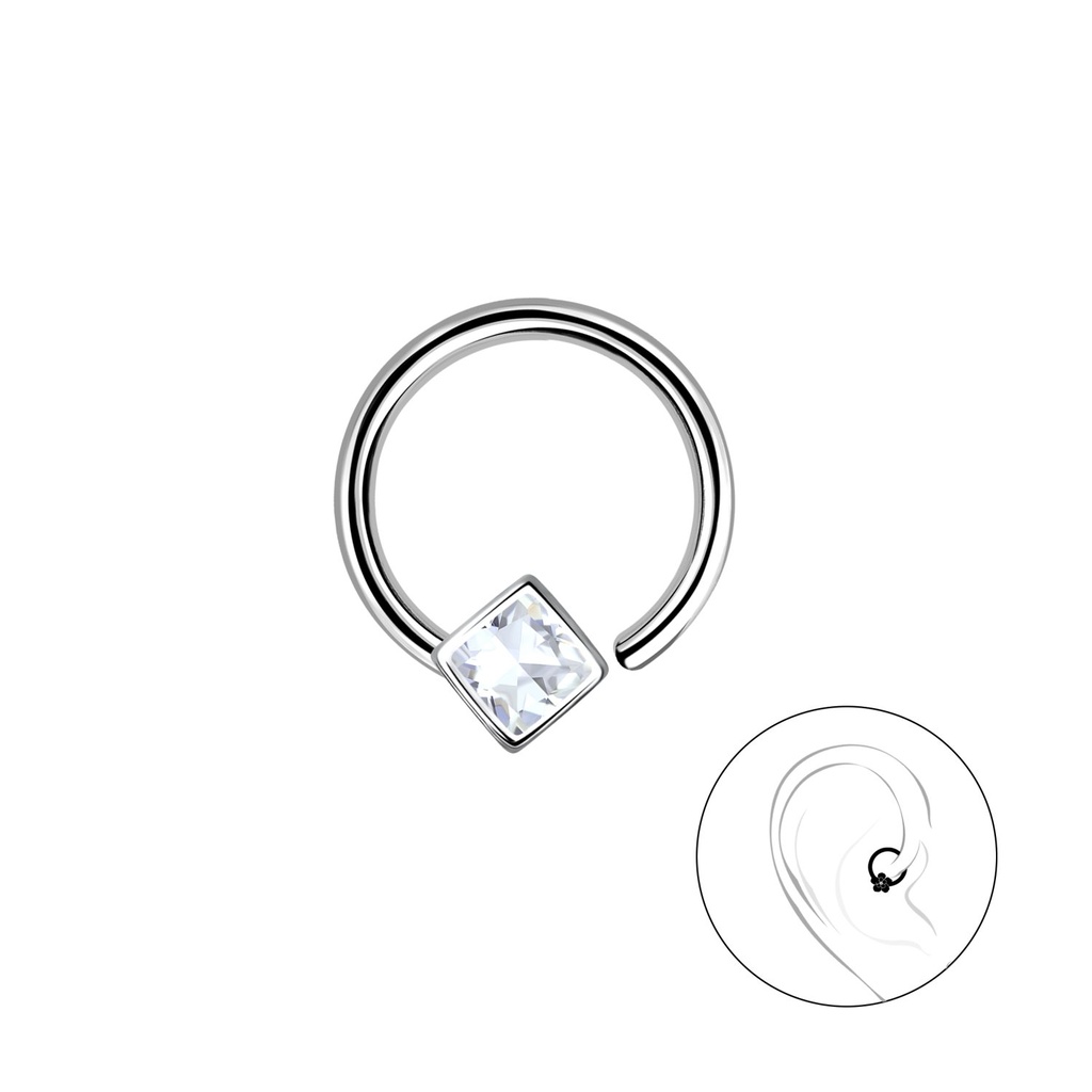 [10031596] Silver Square Helix Hoop