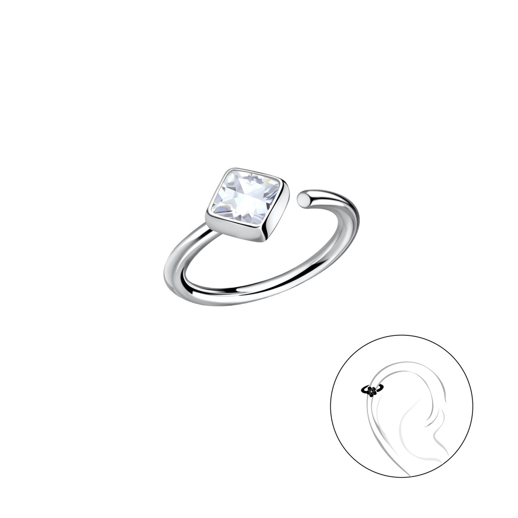[10031595] Créole hélix carrée en argent