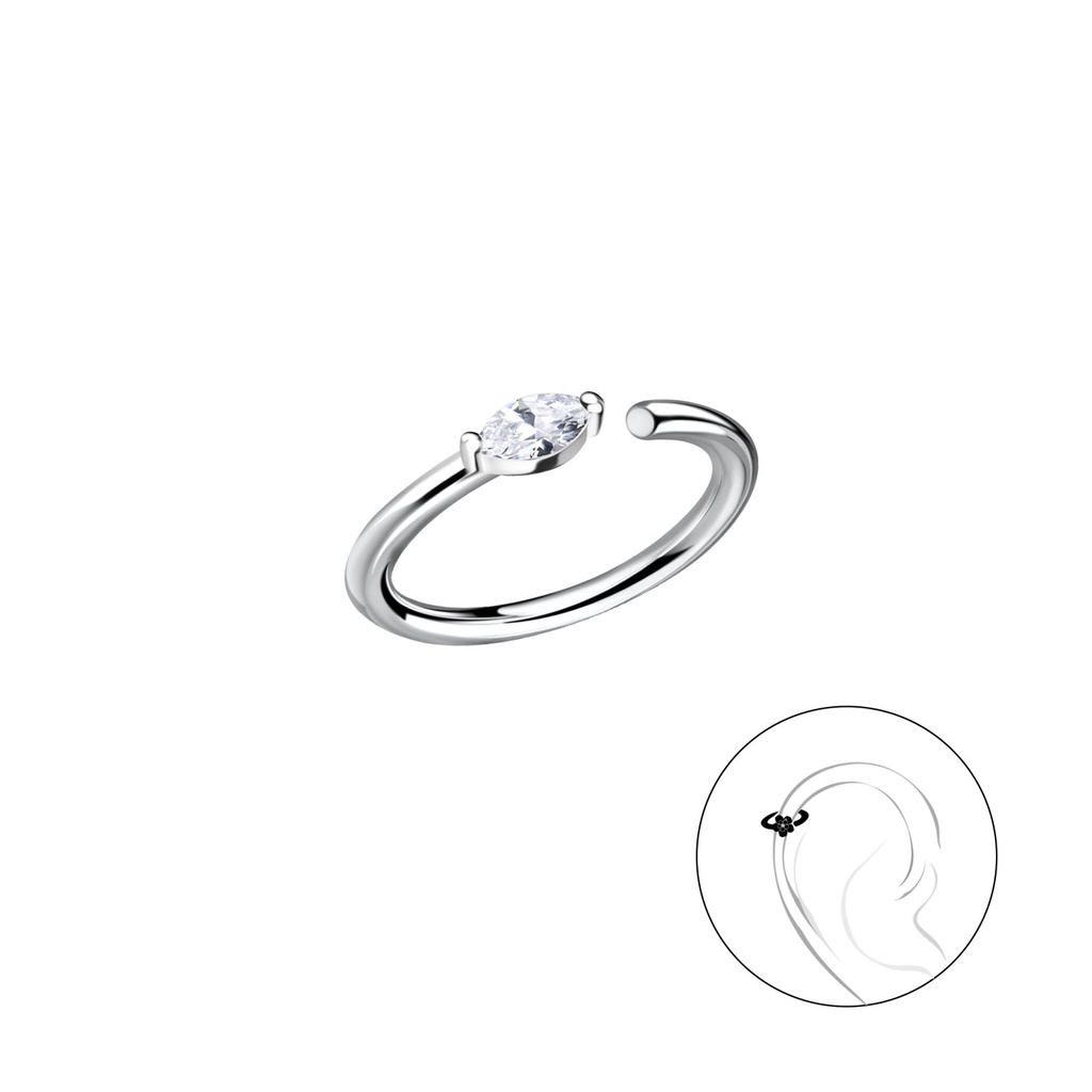 [10031563] Silver Marquise Helix Hoop