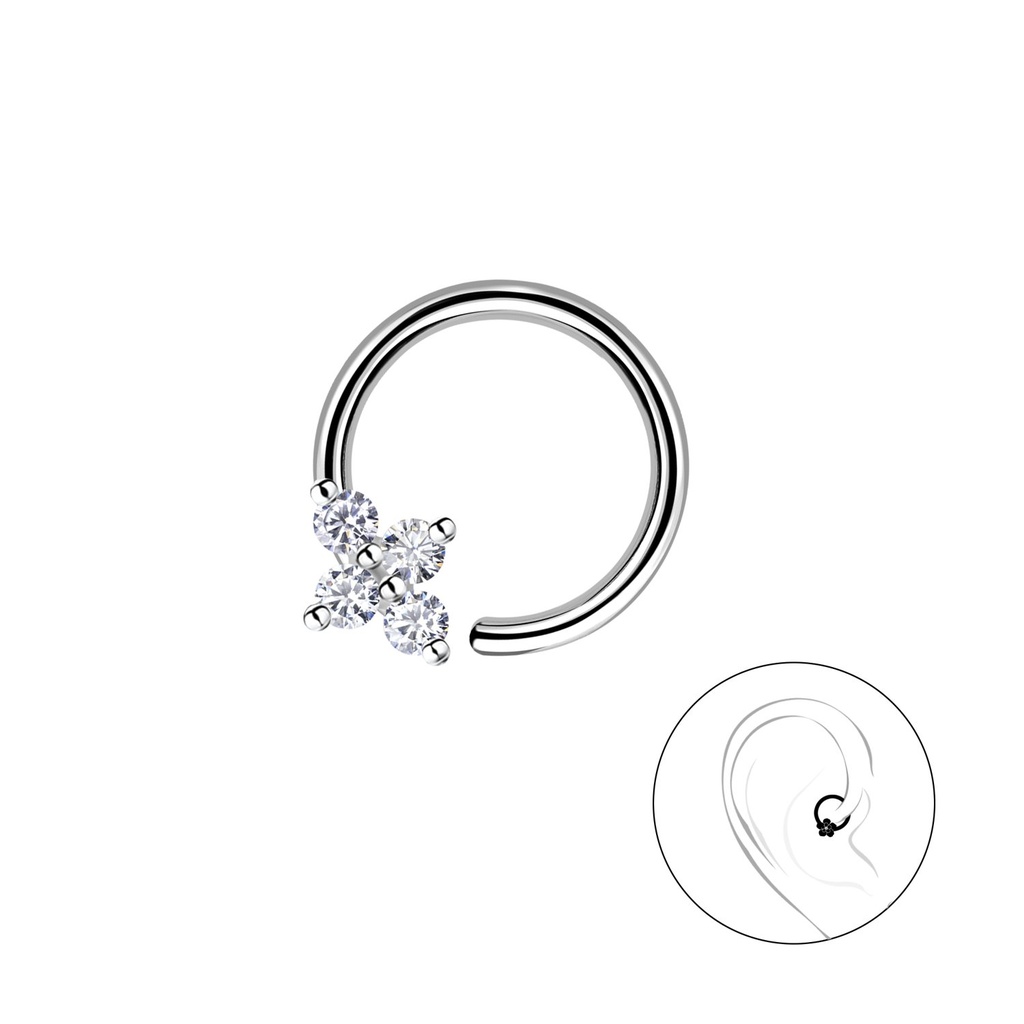 Créole hélix fleur en argent